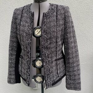 Fitted Tweed One Button Blazer with Structured Shoulders size 8